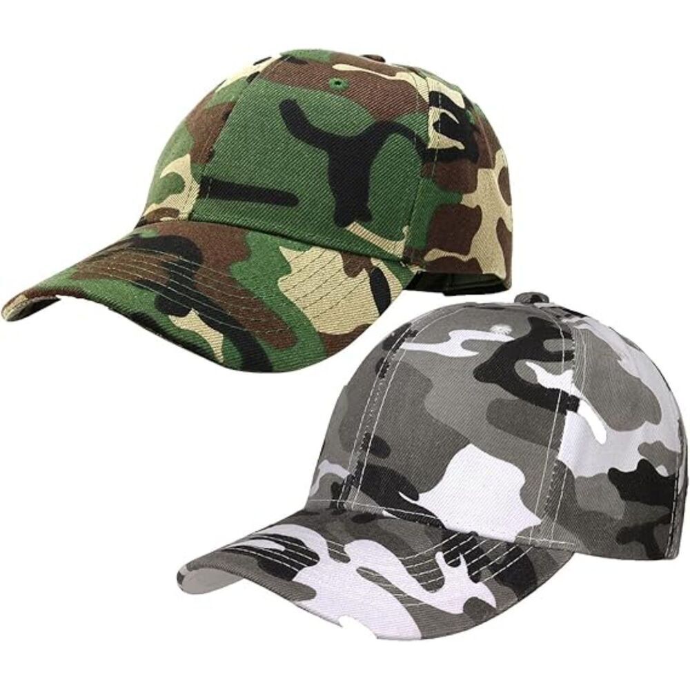 Unisex Woodland & Gray Set Of 2 Athletic Adjustable Strap Classic Baseball Cap